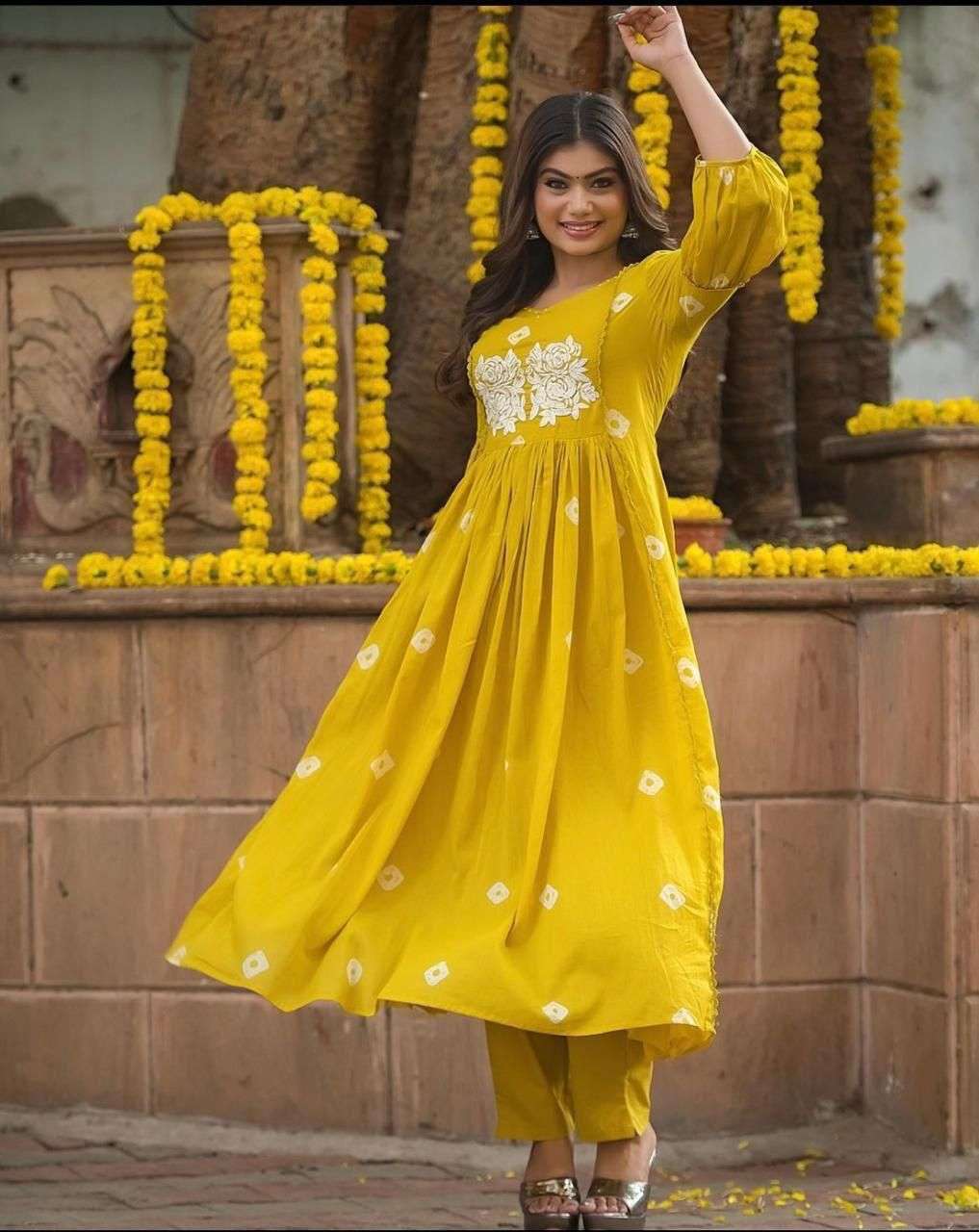 Women's Cotton Hand Block Printed Anarkali Kurti