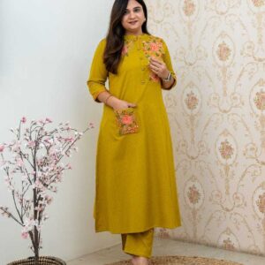 Women's Cotton Printed Straight Kurti With Pant