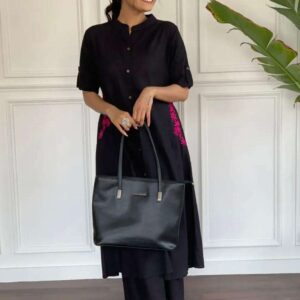 Women's Cotton Embroiderd Long A-Line Kurti with Palazzo